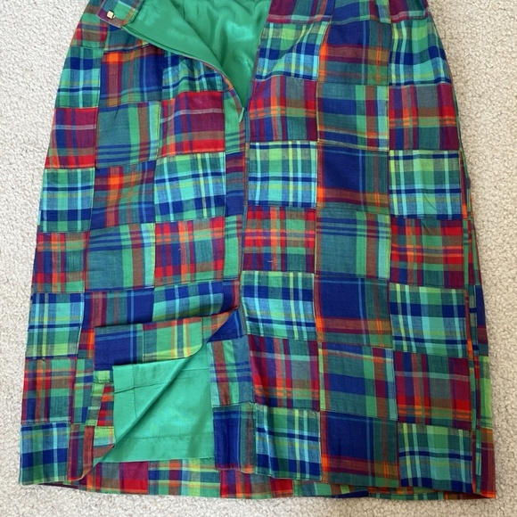 Vintage 90s Blue And Green Patchwork Plaid Skirt, Size 8, David Brooks, Cute 00s - Picture 2 of 3